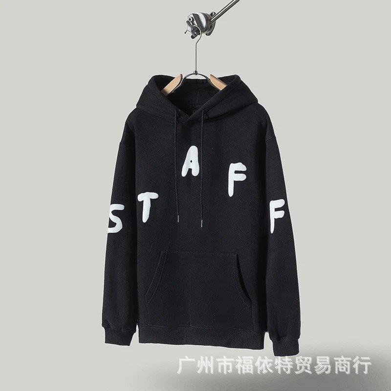 Design Staff Print Black Hoodie