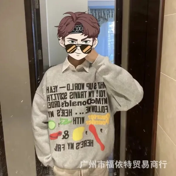 Design Graphic Print Brown Hoodie - 19