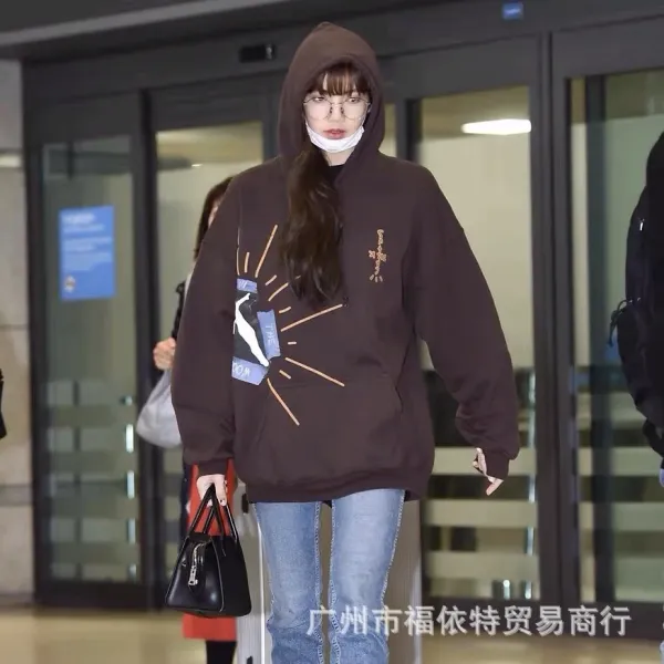 Design Graphic Print Brown Hoodie - 10