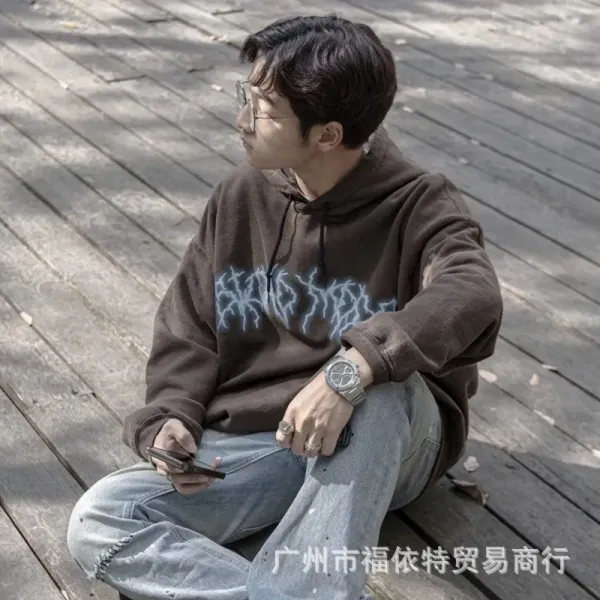 Design Graphic Print Brown Hoodie - 18