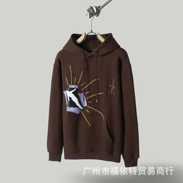 Design Graphic Print Brown Hoodie - 1