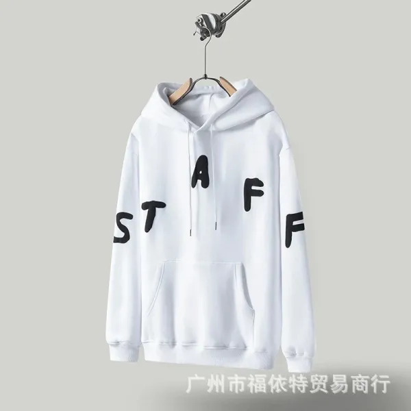 Design Staff Print White Hoodie - 1