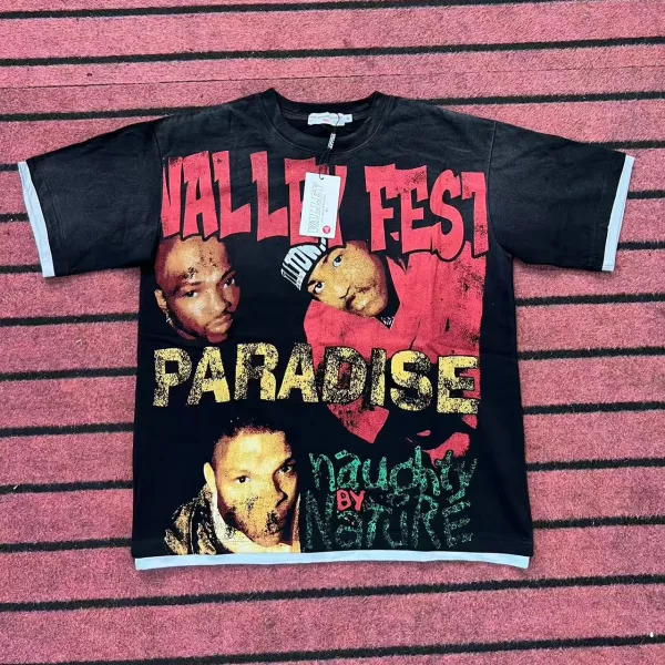 Design Valley Fest x Naughty By Nature Paradise Graphic T-Shirt Black T-Shirts - 1