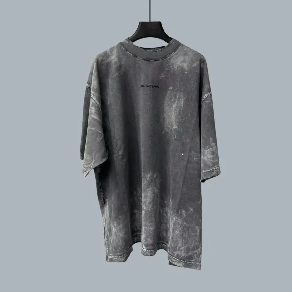 Balenciaga Acid Wash Gray Oversized T-Shirt - 1