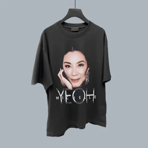 Design Michelle Yeoh Portrait Graphic T-Shirt Black - 1