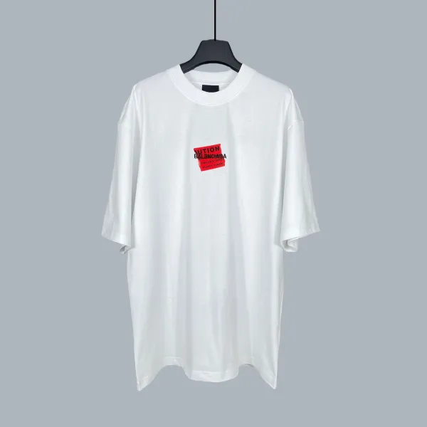 Balenciaga Red Label Sticker T-Shirt White - 1