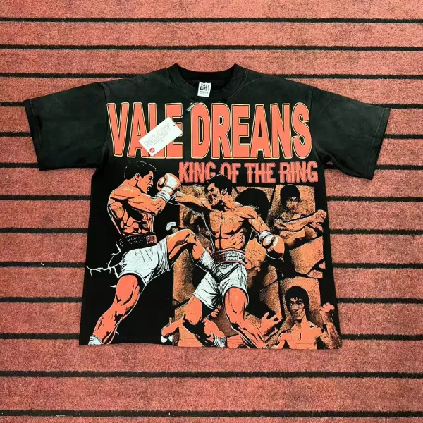 Design Vale Dreams King of the Ring Graphic T-Shirt Black T-Shirts - 1
