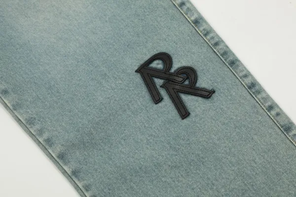 Design RR Logo Patchwork Light Wash Jeans - 19