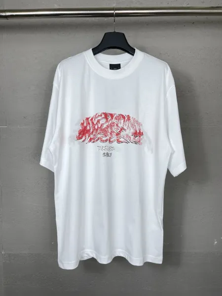 Design Graffiti Print Oversized T-Shirt White - 1