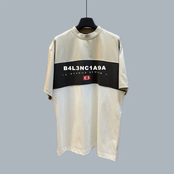 Design B4L3NC1A9A Graphic Block T-Shirt Beige - 1