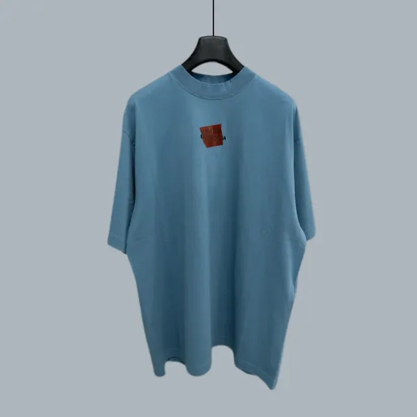 Balenciaga Logo Patch Oversized T-Shirt Blue - 1