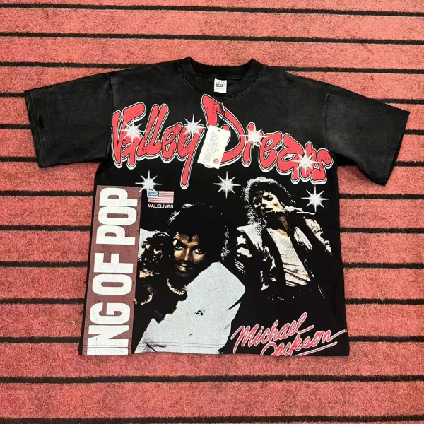 Design Valley Dreams x Michael Jackson King of Pop Black Graphic T-Shirt T-Shirts - 1
