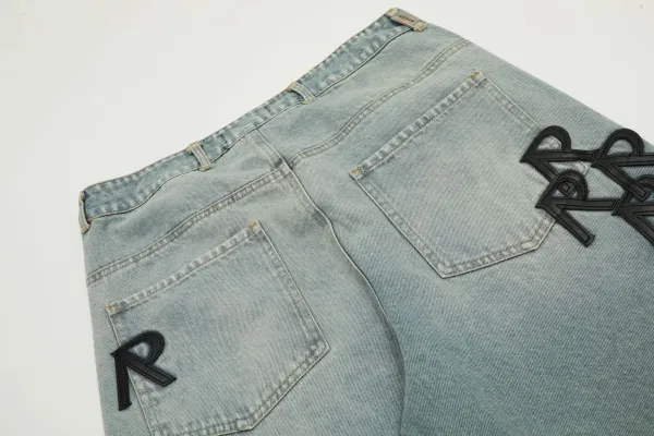 Design RR Logo Patchwork Light Wash Jeans - 15