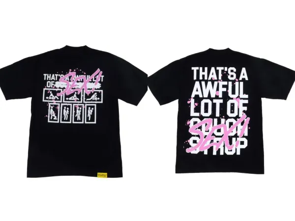 Design 'That's A Awful Lot Of Sex!' Graphic Print Black T-Shirt - 1