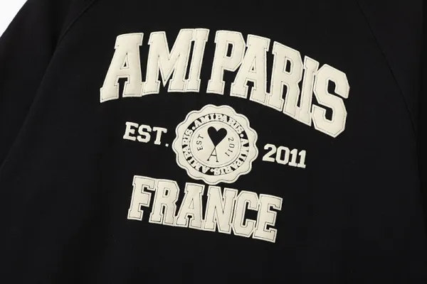 Ami Paris College Sweatshirt Gray Hoodie - 42