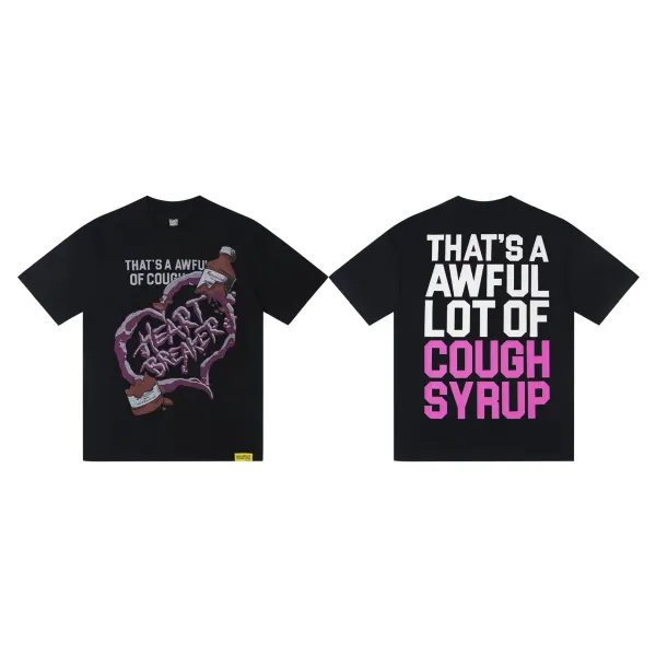 Design That's A Awful Lot Of Cough Syrup Graphic T-Shirt Black - 1