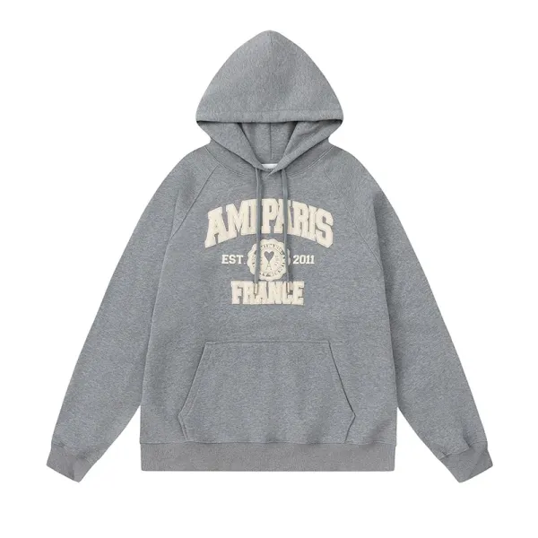 Ami Paris College Hoodie Gray - 1