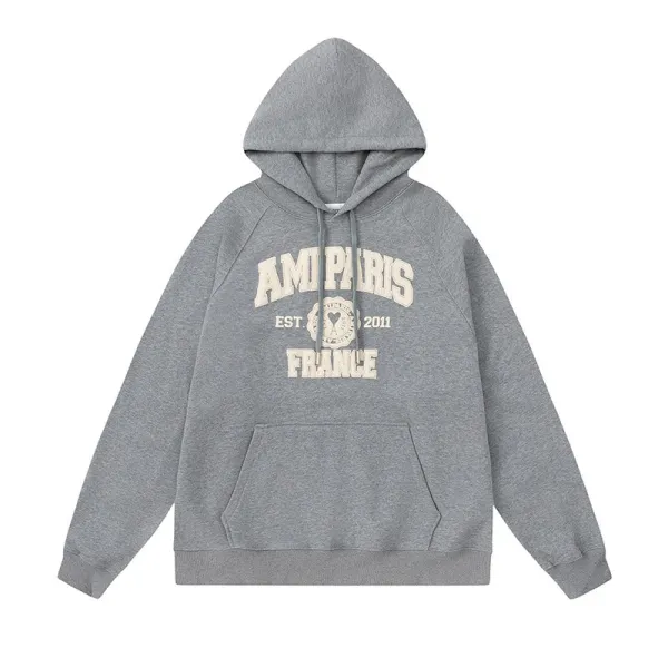 Ami Paris College Sweatshirt Gray Hoodie - 18