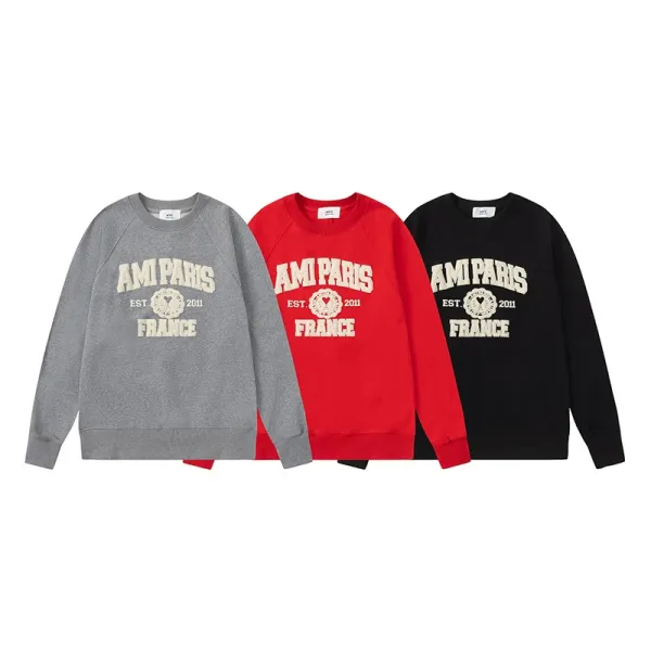 Ami Paris College Sweatshirt Gray Hoodie - 27
