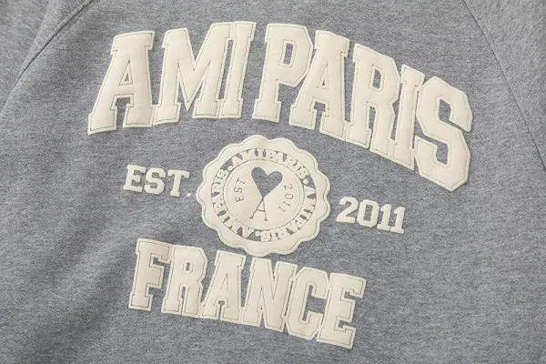 Ami Paris College Sweatshirt Gray Hoodie - 35