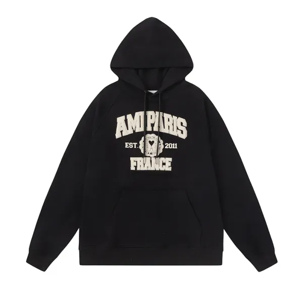 Ami Paris College Hoodie Black - 1
