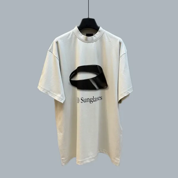 Balenciaga Sunglasses Print Oversized T-Shirt White - 1