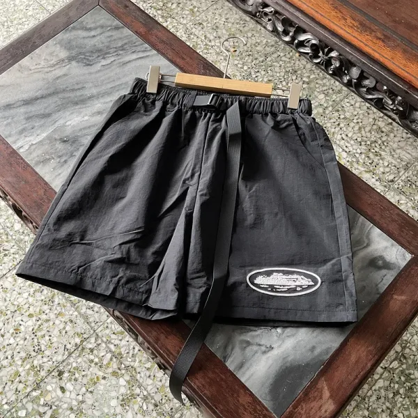 Design Color-Block Panel Shorts Gray White Black - 17