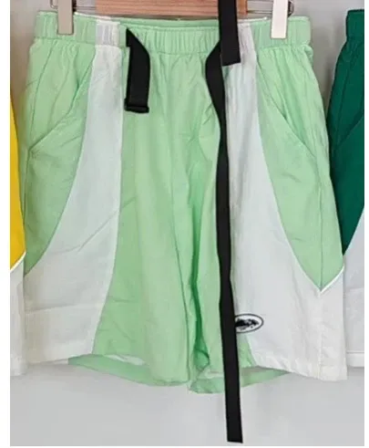 Design Color-Block Panel Shorts Gray White Black - 34