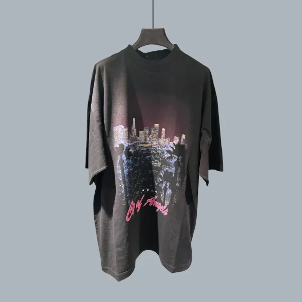 Balenciaga City of Angels Graphic Oversized T-Shirt Black - 1