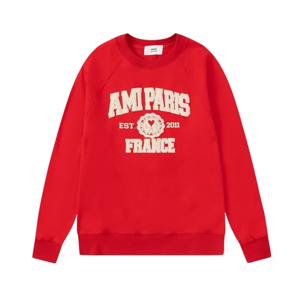 Ami Paris College Sweatshirt Gray Hoodie - 33
