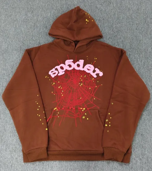 SP5DER Spider Web Hoodie Brown - 1