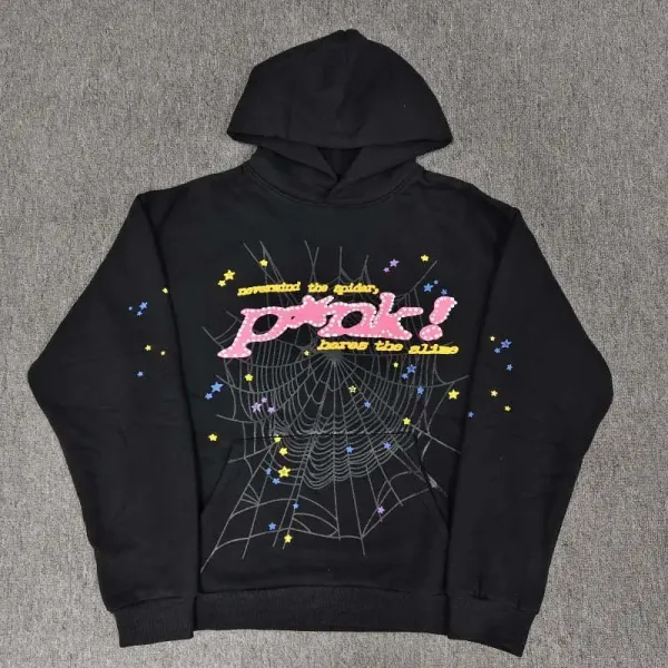 Spider! Spider Web Graphic Hoodie Black - 1