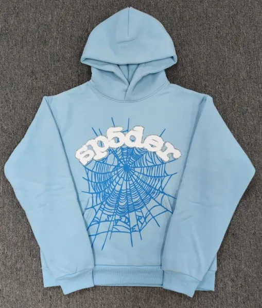 SP5DER Spider Web Hoodie Light Blue - 1