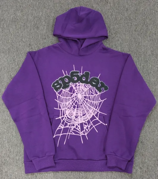 SP5DER Spider Web Purple Hoodie - 1