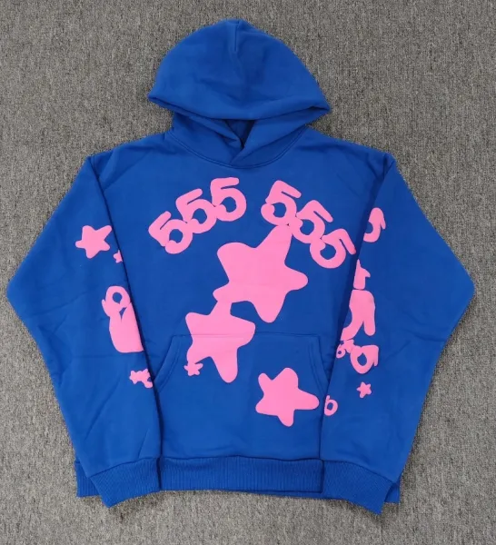 Design 555 Star Print Blue Hoodie - 1
