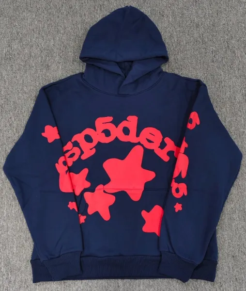 SP5DER Star Print Navy Hoodie - 1