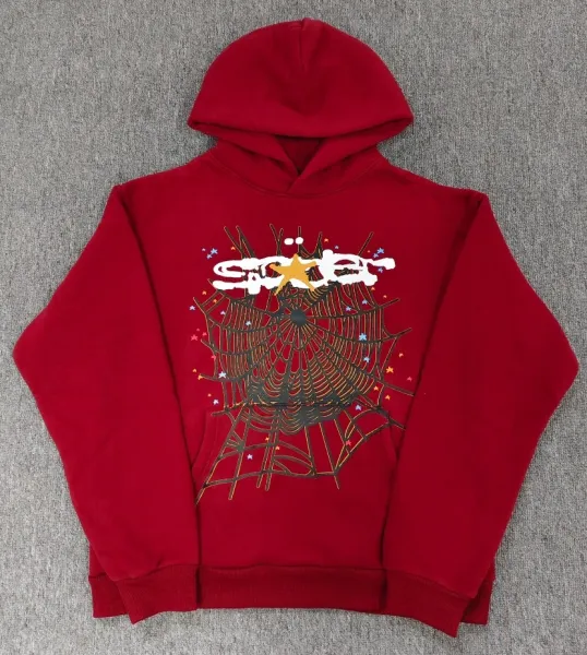 SP5DER Spider Web Graphic Hoodie Red - 1