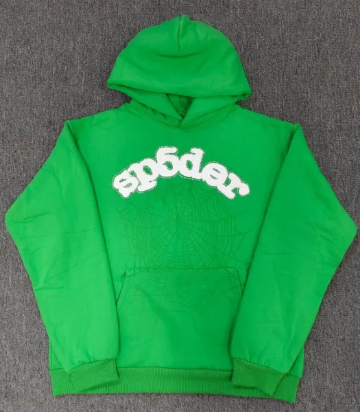 SP5DER Spider Logo Green Hoodie - 1