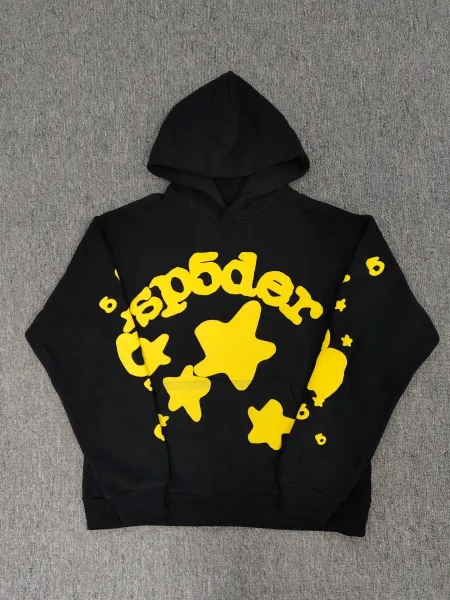 SP5DER Star Print Black Hoodie - 1