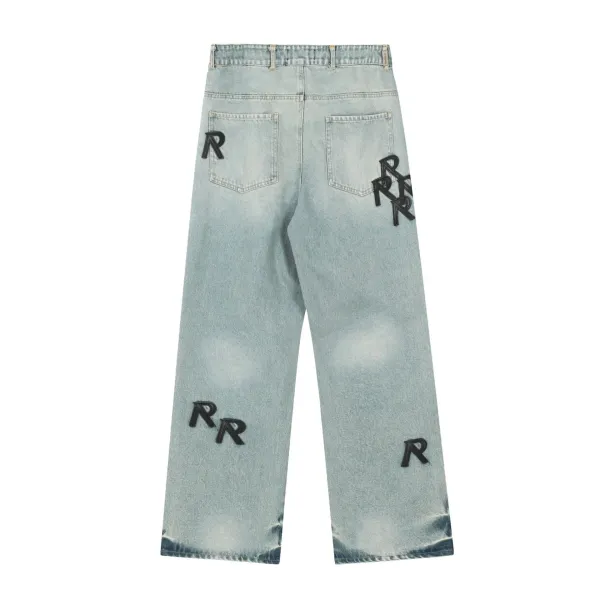Design RR Logo Patchwork Light Wash Jeans - 7