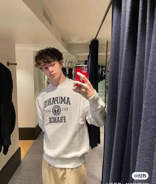 Ami Paris College Sweatshirt Gray Hoodie - 10