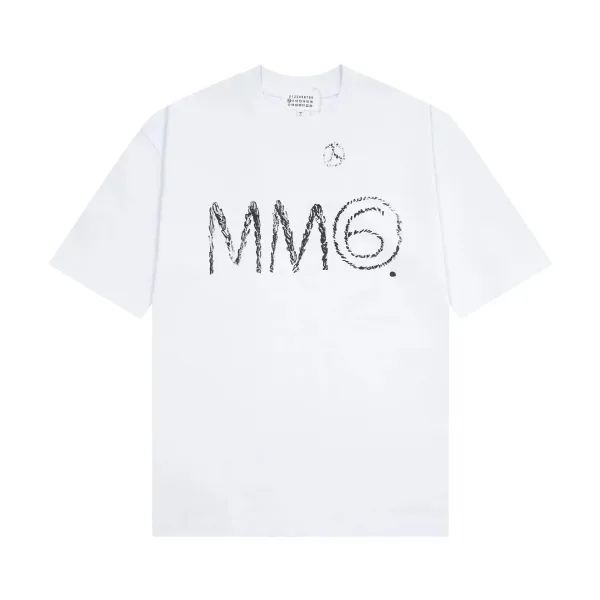 MM6 Maison Margiela Scribble Logo White T-Shirt - 1