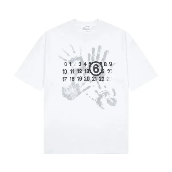 Maison Margiela Tabi Handprint Number 6 White T-Shirt - 1