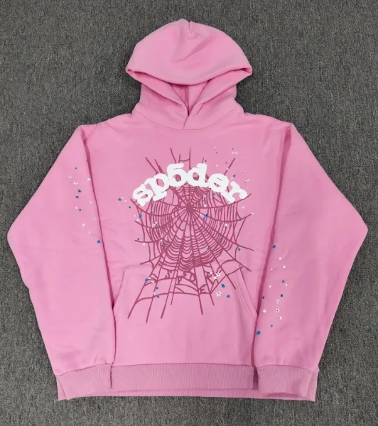 SP5DER Spider Web Graphic Hoodie Pink - 1