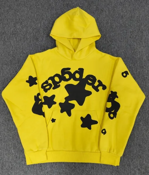 SP5DER Star Print Yellow Hoodie - 1