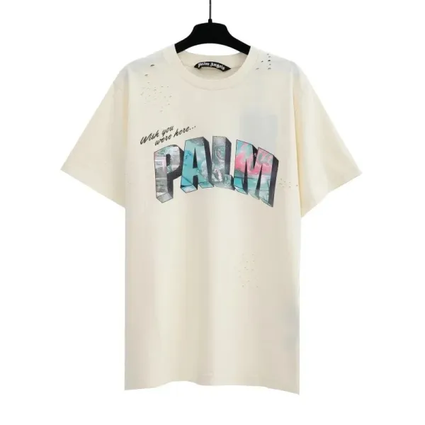 Palm Angels 'Wish You Were Here' Distressed Graphic T-Shirt - 1