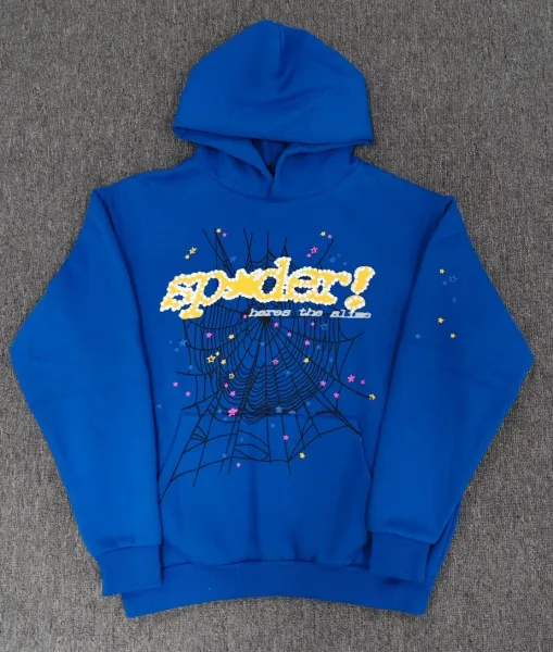 Spider! Spider Web Graphic Hoodie Blue - 1