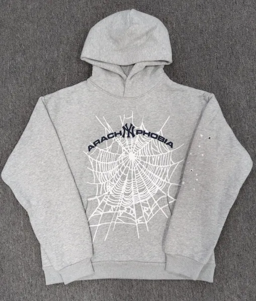 Design Arachnophobia x New York Yankees Spiderweb Hoodie Gray Hoodie - 1