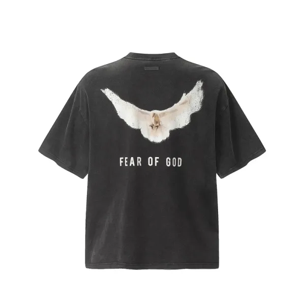 Fear of God Dove Print Black Oversized T-Shirt - 1