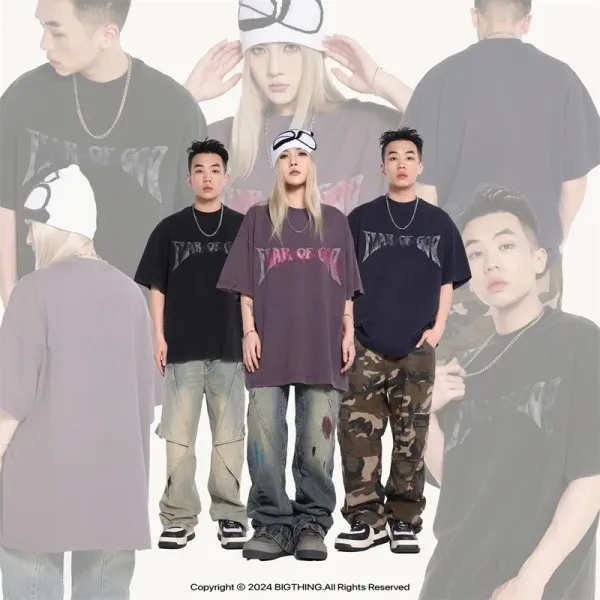 Design Angel Statues Print Oversized T-Shirt Black - 3